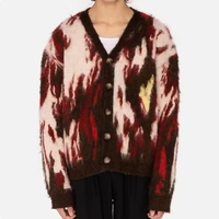 Nouveau design, cardigan vintage personnalisé pour homme en mohair, col en V moelleux, tricot de luxe, pull en mohair, manteau en mohair
