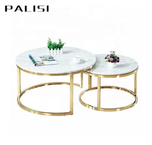 Modern oturma odası mobilya lüks tasarımcı merkezi masa seti altın çerçeve mermer masa sehpa