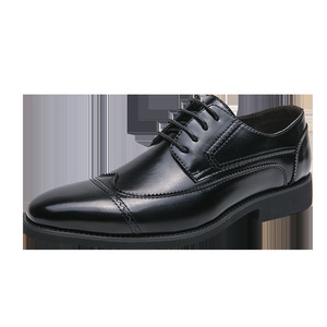 New Spring Men's Business Casual Leather Shoes Fashion Pointed Toe Low-<b>Top</b> Lace-Up Shoes Drop Shipping Available - Product Image 4