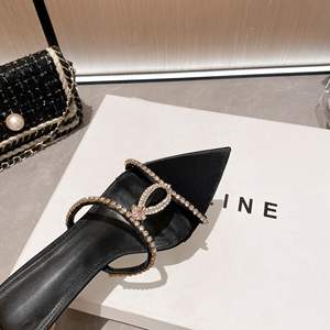 Sandalias de Tacón para Mujer, Negras, Tacones de Aguja, Decoradas con Lazo, Elegantes, Tendencia de Moda de Verano, Punta Puntiaguda, Cierre de Hebilla, Tacón Alto - Product Image 2