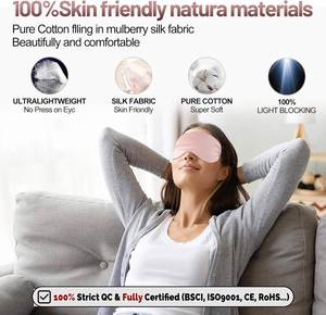 Masque oculaire occultant en soie simulée double face pour la sieste, respirant, avec logo personnalisé, vente en gros - Product Image 3