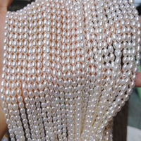 Chaîne de perles en forme de riz, blanc, rose, violet, perles d'eau douce pour la fabrication de bracelets et de colliers