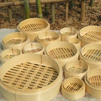 Panier de cuisson en bambou écologique biodégradable chinois Dim Sum, panier à vapeur fait à la main 5 8 10 pouces ensemble de cuiseurs à vapeur en bambou