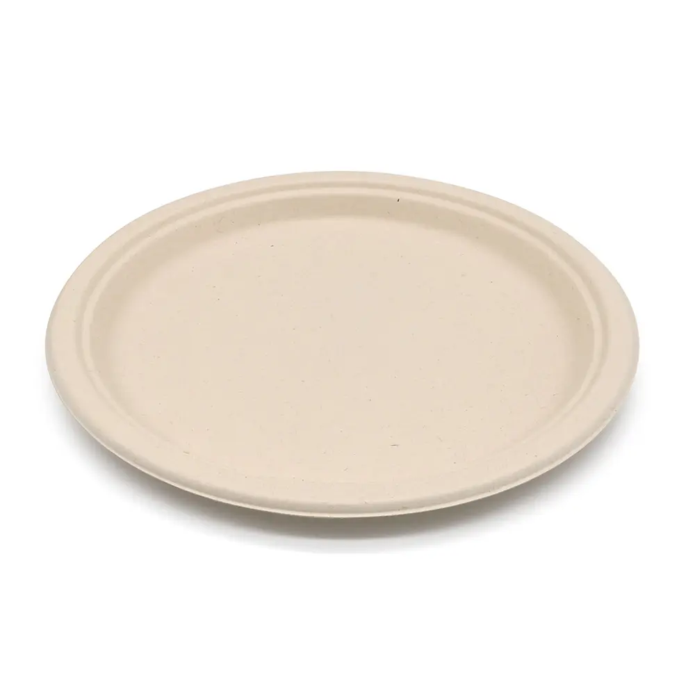 Personnalisable 10 "sulfurisé et micro-ondable jetable compostable canne à sucre bagasse papier plaques rondes 10 pouces