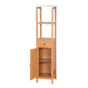 Высокий бамбуковый шкаф для ванной комнаты, полка для ванной, напольный шкаф для ванной комнаты