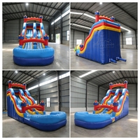 Tobogán Acuático Inflable Comercial IBL con Piscina, Tobogán Inflable de Doble Carril para Niños, Parque Infantil para Alquiler en Eventos