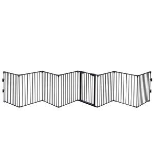 Barrière <span class=keywords><strong>de</strong></span> sécurité pour foyer en métal, clôture <span class=keywords><strong>de</strong></span> cheminée autoportante, barrière anti-brûlure pour bébé et animaux domestiques avec porte d'accès - Product Image 4