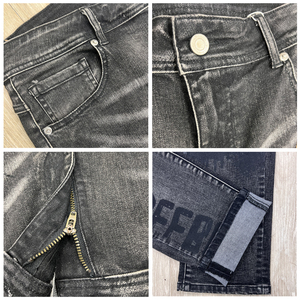 Черные джинсы стрейч с аппликациями, нанесением рисунков, пришиванием и нашивками - Product Image 2