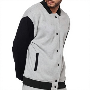 Chaqueta Varsity Gris y Negra para Hombre, Estilo Béisbol Casual, Tela de Lana, Transpirable, Corte Regular, Cuello Alto, Botones de Cuerno, Ropa de Invierno - Product Image 6