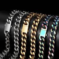 RQ chaîne en acier inoxydable plaqué or 12mm chaîne à maillons cubains Bling CZ fermoir Hip Hop rappeur collier