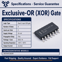 SN74HC86DR Circuit intégré logique Quad 2 entrées XOR SOIC-14, 4 portes XOR indépendantes, Série 74HC CMOS 2V à 6V -40°C à 125°C CMS en stock
