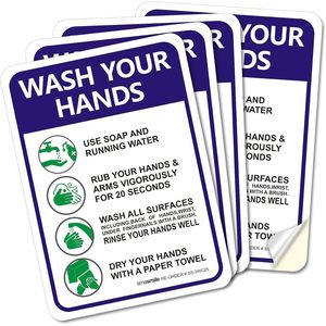 Wash Your Hands <b>Vinyl</b> Sticker Waterproof Rectangle <b>Wall</b> Sticker Digital Printing Self Adhesive - Product Image 1