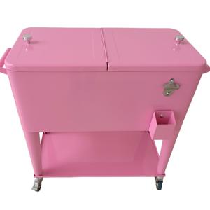 73L Practical Rollable Cooler Cart Metal Cooling Box Keep <strong>Cool</strong> Ice Chest <strong>with</strong> <strong>Wheels</strong> for Garden - Product Image 2