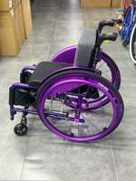 Fauteuil roulant sportif manuel léger en fibre de carbone violette 5805, pliable, roues arrière à dégagement rapide, fauteuil roulant actif, vente chaude