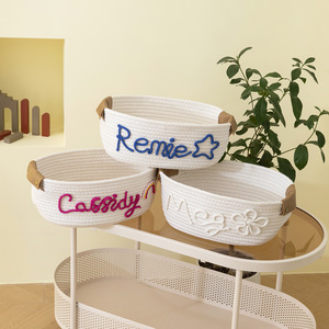 Venta al por mayor 100% cestas de almacenamiento de cuerda de algodón personalizado <span class=keywords><strong>nombre</strong></span> del bebé cestas de cuerda de algodón - Product Image 3