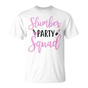 Slumber Party Squad T-Shirt Pink And Black Design <b>Sleepover</b> Wear - Product Image 2