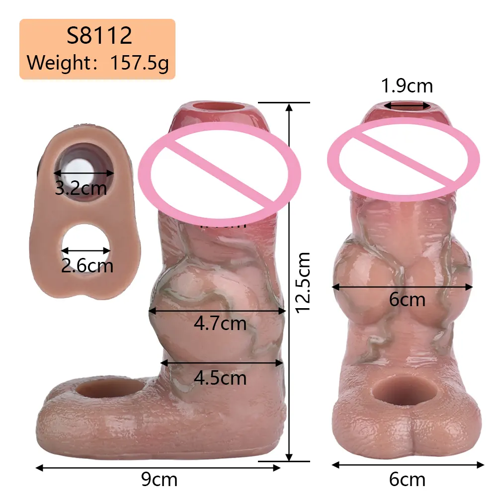 SXXYペニスエクステンダー引伸機胴回りエンハンサーシリコン現実的なコックスリーブ再利用可能な中空コンドーム男性ペニススリーブ大人のおもちゃ