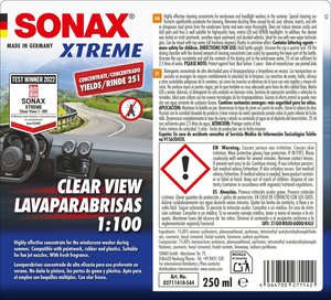 Concentrado de Limpiaparabrisas Xtreme Prime Quality Car Clear View 1:100 Verano 250ml Fórmula Segura para la Pintura - Product Image 5