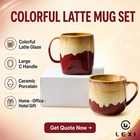 LEXI Tasses en céramique et porcelaine colorées créatives avec grande poignée, compatibles lave-vaisselle et micro-ondes, design moderne et luxueux, Guangdong Business