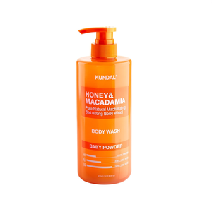 Gel douche KUNDAL au miel et macadamia 500ml, hydratant naturel pur, parfum poudre pour bébé - Product Image 2