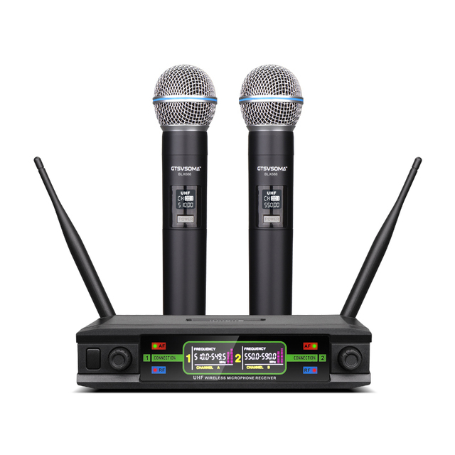 Gertsound High Quality BLX688 Professional Dual Handheld Karaoke Wireless Dynamic Microphone XLR Wide Compatibility Black