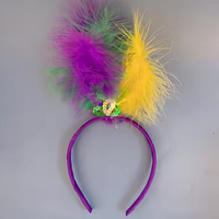 Mardi Gras Plume Bandeau pour Femme Fille Violet Mardi Gras Plume Fleur De Lis Bandeau Carnaval Accessoires