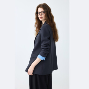 MIER XW1887 Damen Einfarbiges Schwarz/Graues Blazer-Set Einknopf-Blazer Knitterfrei V-Ausschnitt Lange Ärmel Business Formelle Bürokleidung - Product Image 6