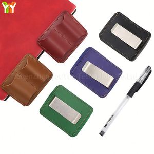 Porta Cuadernos de Cuero PU con Presilla para Bolígrafo y Clip Metálico, Organizador de Lápices Retro - Product Image 2