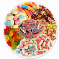 Bonbons gélifiés halal en gros, personnalisés, saveur fruitée, formes de dessins animés variées, en vrac