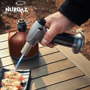 NURGAZ Lance-flammes de camping en plein air, allumeur à gaz liquéfié haute puissance, outil de barbecue, blanc, argent, gris - Product Image 5
