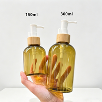 Botol Pompa Kayu Bambu Isi Ulang Wadah Cairan Minyak 50ml 100ml 150ml 300ml Botol Dispenser Minyak Tubuh Kosmetik Minyak Rambut