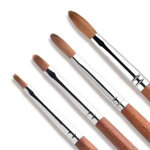 Kolinsky Sable Acrylic Nail Brush <b>Set</b> <b>Crimped</b> Ferrule Red Wood Handle Flat Head Gel Builder Extension Tool Salon Home Use - Product Image 4