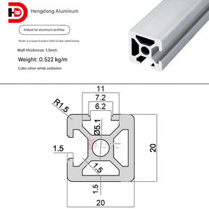 Profili in Alluminio con Scanalature a T 2020, Spessore 1,5mm, 20mm X 20mm - Quattro Aperture, 100cm-600cm, Estrusione in Alluminio - Product Image 5