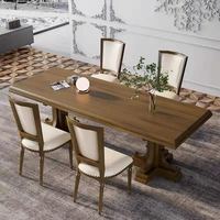 Table de salle à manger rectangulaire de style rétro européen, design écologique de luxe, pour six personnes, idéale pour hôtels et conférences, style campagne américaine.
