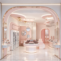 Vitrine de boutique en bois personnalisable de haute qualité Éclairage LED Meubles de design d'intérieur commercial pour vitrine de cosmétiques