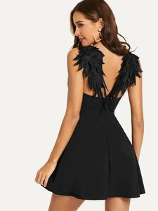 <span class=keywords><strong>Robe</strong></span> <span class=keywords><strong>noire</strong></span> de soirée d'été, sans manches, sexy, courte, mini, contrastée, dos nu, style <span class=keywords><strong>patineuse</strong></span>, pour femmes - Product Image 4