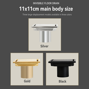 Drain de sol invisible en acier inoxydable 304 de 11x11 cm, durable, à insérer dans les carreaux, drain de douche carré, anti-odeur, résistant à la rouille pour la salle de bain - Product Image 3