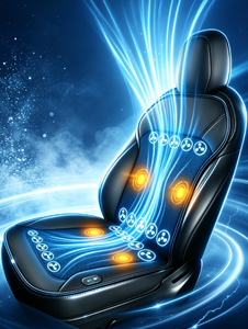 Almohadilla <span class=keywords><strong>de</strong></span> Asiento <span class=keywords><strong>de</strong></span> PU Transpirable <span class=keywords><strong>de</strong></span> Enfriamiento Rápido en 5s con Masaje Lumbar, Diseño Personalizado para Camionetas Ford Serie F F150 F250 F350 12/24V - Product Image 1