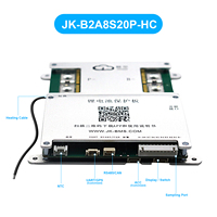 JK BMS B2A8S20P-HC Smart BMS V19 4S~8S BT RS485 HEAT CAN 2A Arus 200A Penyeimbang Aktif untuk Baterai Li-ion LiFePo4 Lto BMS