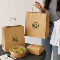 Bolsas de Papel Sostenibles para Llevar Comida con Asas Resistentes Personalizadas, Bolsas de Papel Kraft para Envasado de Alimentos