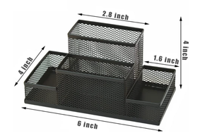 Metal Mesh Desk Organizer Set Office Supplies Accessories Storage Caddy <b>Pen</b> Pencil Holder All in One Desktop <b>4</b> Compartments - Product Image 6