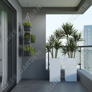 Pot de fleurs en acier galvanisé blanc avec séparateur 350x350x760mm, résistant aux intempéries, jardinière extérieure, antirouille, robuste - Product Image 5