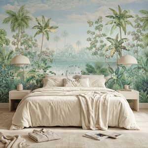 Mural de Pared 3D Impermeable con Vista a <span class=keywords><strong>la</strong></span> Selva Tropical y el Lago, Papel Ecológico Autoadhesivo, Papel Tapiz Botánico Vintage para Sala de Estar - Product Image 1