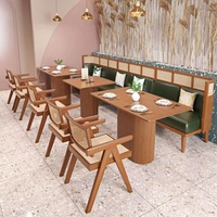 Ensemble de meubles de restaurant en cuir rotin et bois massif moderne personnalisé pour hôtels, bars, clubs, table à manger commerciale, banquette de canapé