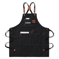Tablier de cuisine en toile de haute qualité avec logo personnalisé pour restaurant, café, bar, nettoyage, salon, vert, à bretelles croisées