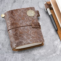 Carnet de voyage en cuir ciré effet brume avec papier Doulton, fait main, à feuilles mobiles – Universel, en stock