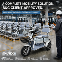 Tricycle électrique homologué EEC DOT SWEX3 pour 2 passagers avec coffre verrouillable et panier avant, scooter de mobilité