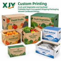 Boîtes en carton ondulé rigide pliables pour l'expédition de fruits, légumes et fruits de mer, avec impression personnalisée XJY