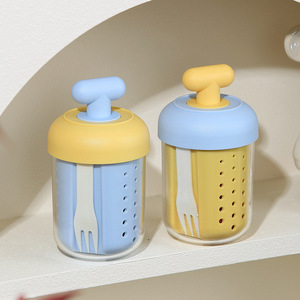 Portable Oatmeal Yogurt Cup With Spoon And Lid Microwaveable <b>Travel</b> Food <b>Container</b> Cylinder Shape For On The Go Meals - Product Image 2