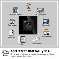 Bingoelec soket listrik standar Eropa, soket listrik dengan Port USB A + C 16A harga grosir